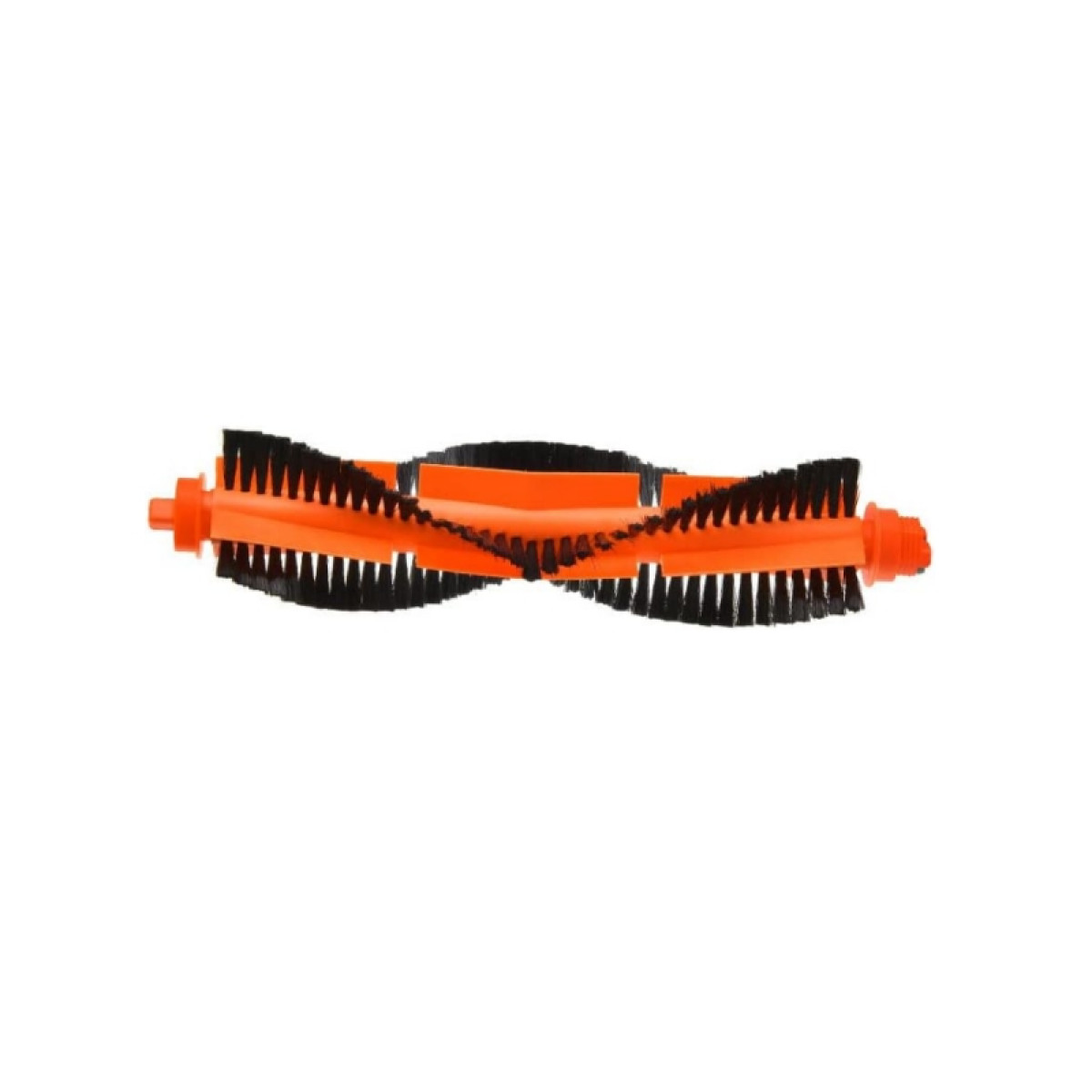 Orange und schwarze Staubsaugerbürste vor weißem Hintergrund.