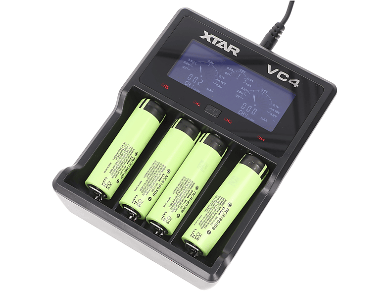 ACCUCELL 4x 18650 LiIon Akku und 4fach LiIon SchnellLad LiIon LithiumIonen Akku, 3400 mAh