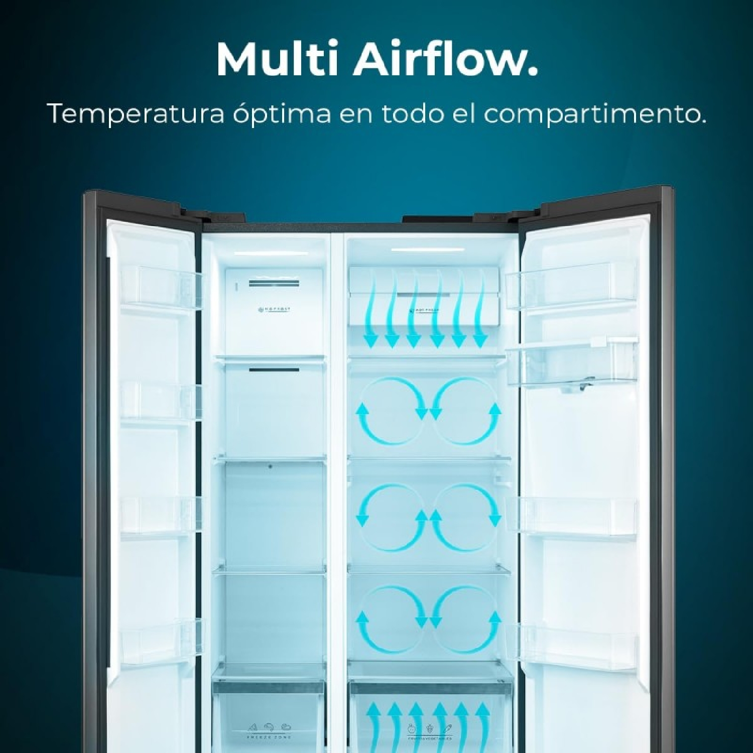 Frigorífico americano - CECOTEC Bolero CoolMarket SBS 592 WD Dark E, No Frost, No Frost, Altura 177,5 cm, Dark Inox