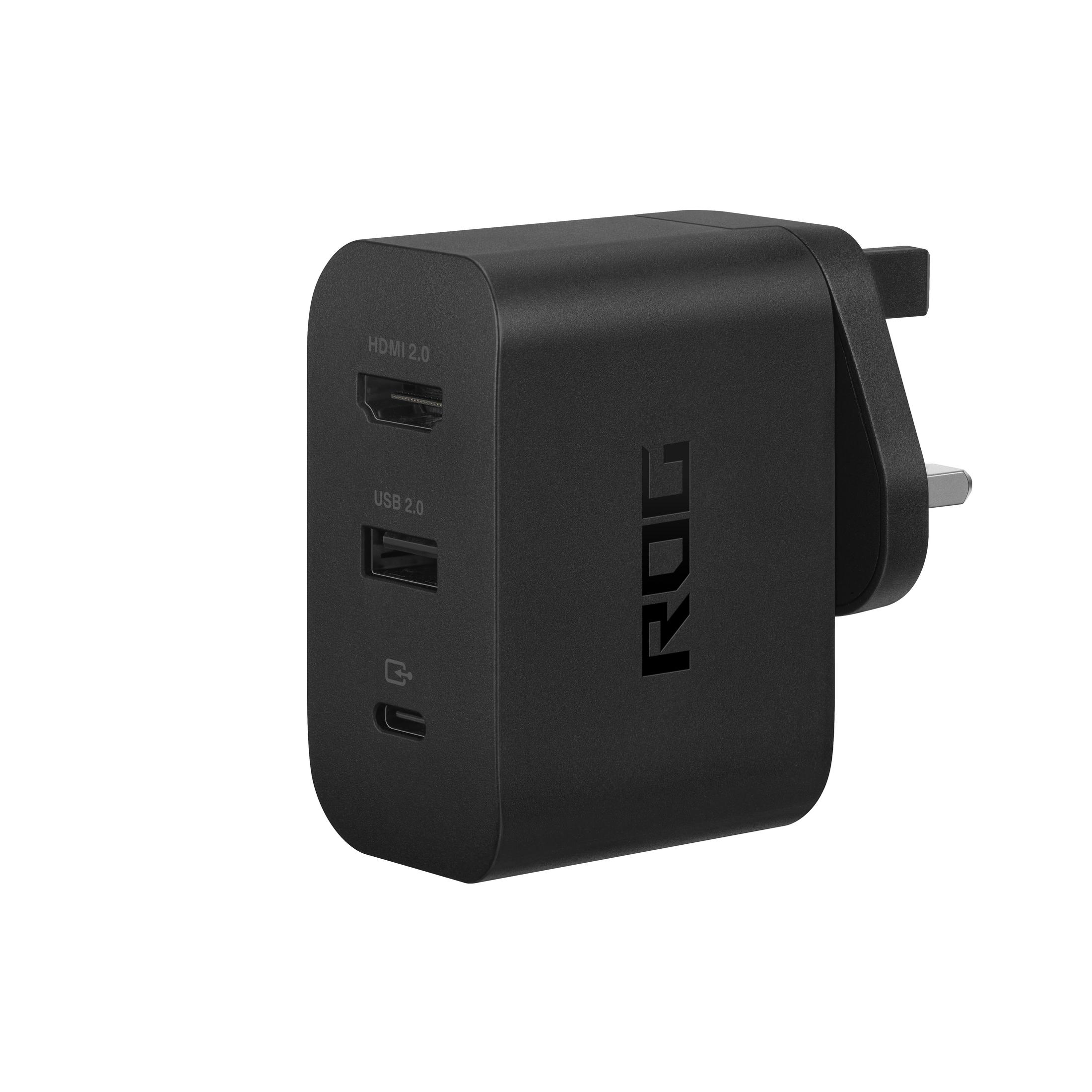 Ein schwarzes ROG-Netzteil mit mehreren Anschlüssen und einem Stecker.