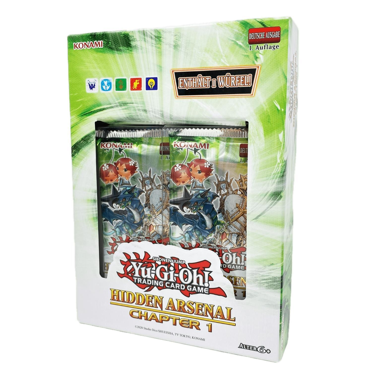 Yu-Gi-Oh! Trading Card Game Box, grün und weiß. Enthält Kartenpackungen.