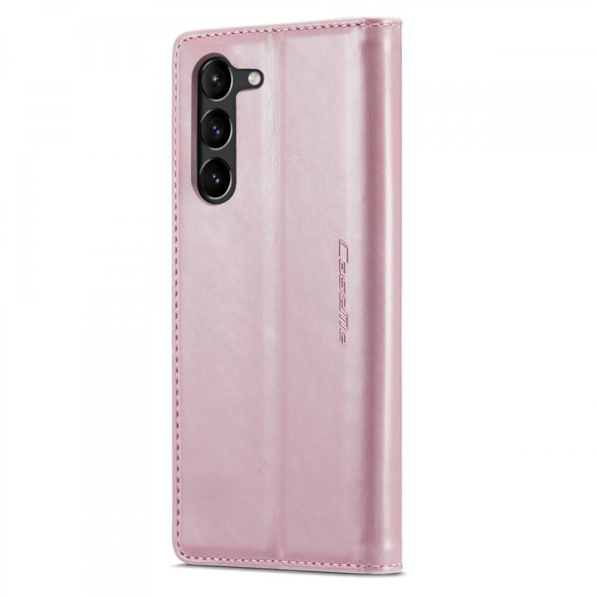 Rosa Handyhülle mit Wallet-Design. Die Hülle hat einen Kameraausschnitt.