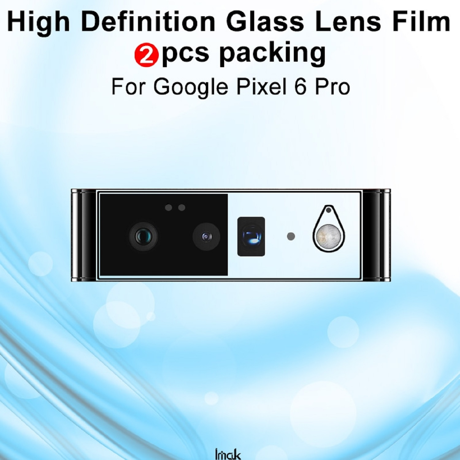 Ein schwarz-weißes Gerät mit drei Linsen und einem Schlüsselloch, zusammen mit dem Text "High Definition Glass Lens Film".
