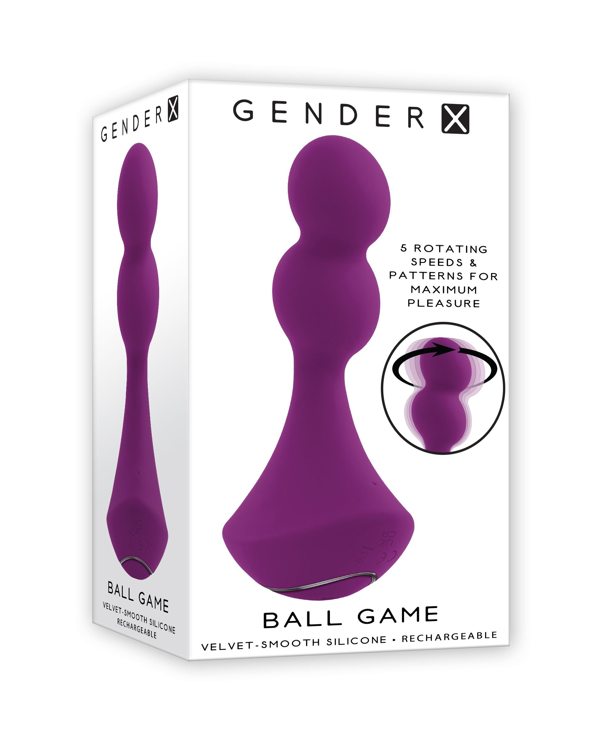 Schachtel für einen Vibrator. Die Schachtel zeigt eine Abbildung des Produkts und Text.