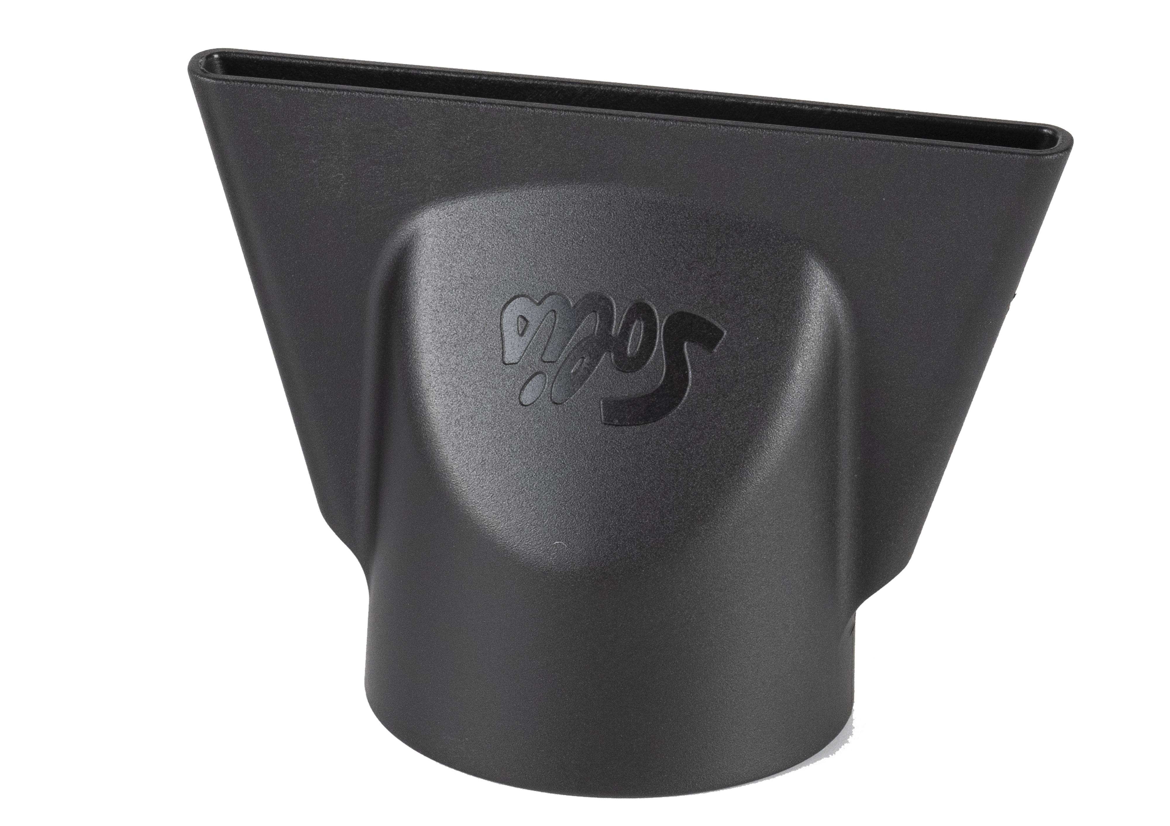 Czarna dysza suszarki z napisem "solis", białe tło.