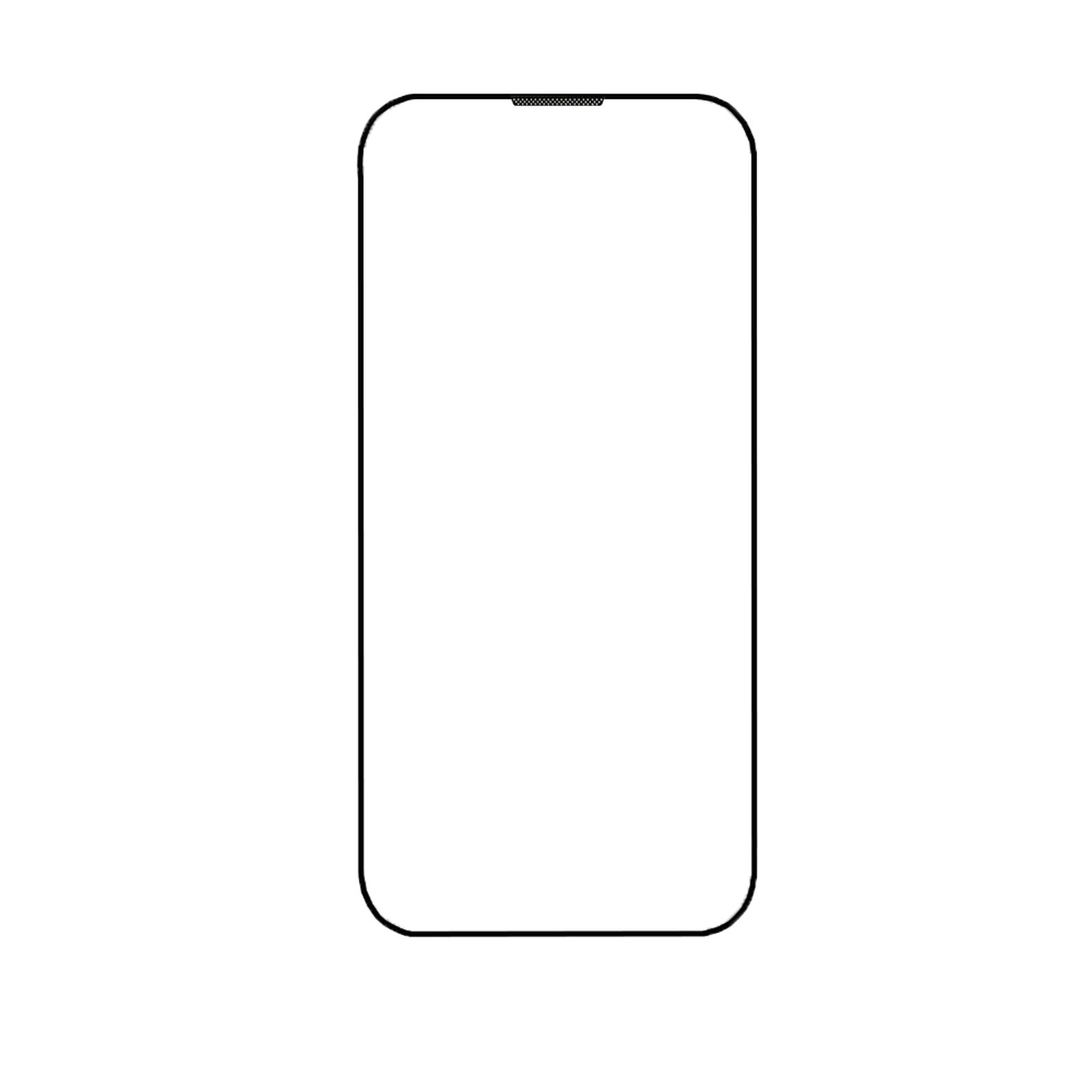 Contorno di un telefono, schermo bianco, cornice nera, stile minimalista.