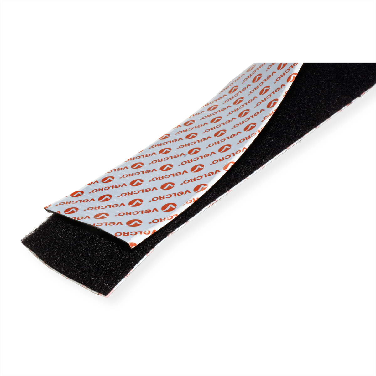 Velcro haak-en-lus sluiting. Het heeft een velcro label. Zwart en wit.