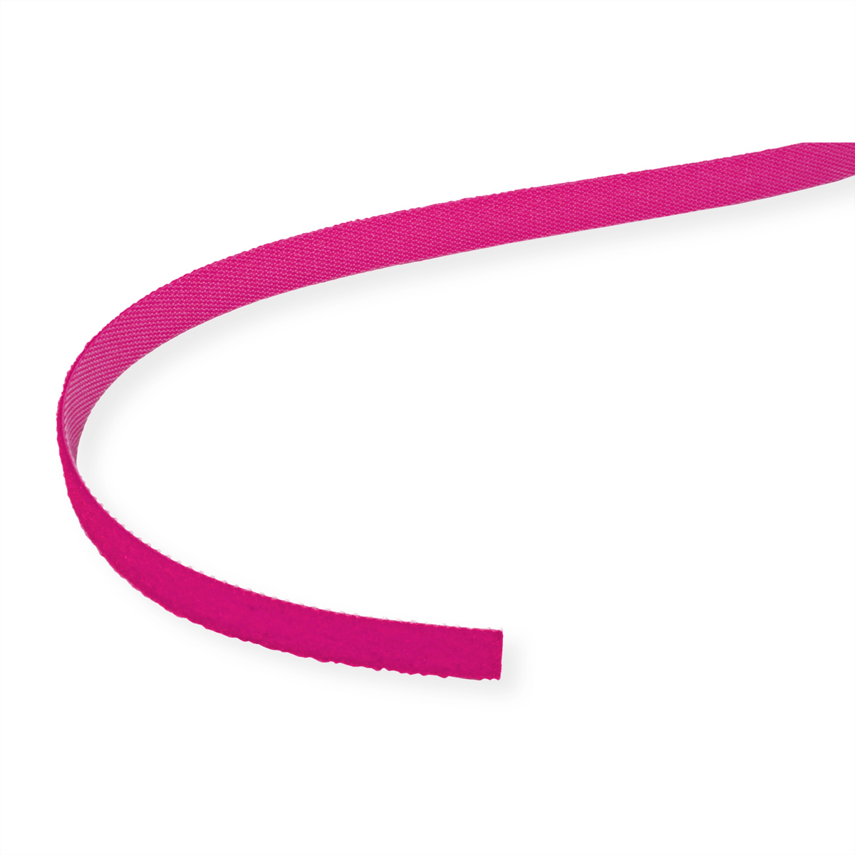 Un cinturino in velcro rosa su sfondo bianco. Primo piano.