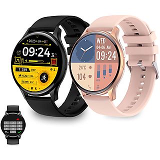 Smartwatch - KSIX Core (Pack 2), 25 x 22 cm, ABS, Negro y Rosa