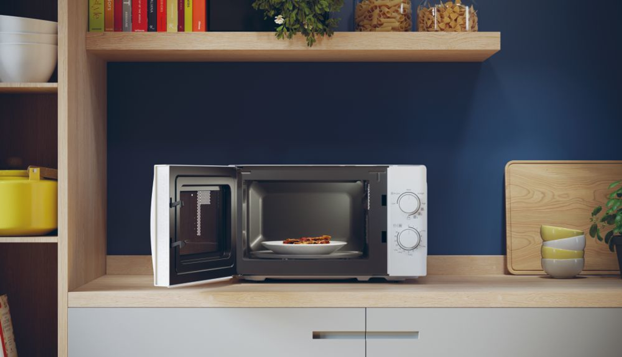 Wolkenstein Microonde Retro 20L 700W - Forno A Microonde Con Design Anni '50, 5 Livelli Di Potenza, 8 Programmi Automatici E Funzione Scongelamento, Piatto Girevole 24,5 Cm, Perfetto Per Cucine Retro