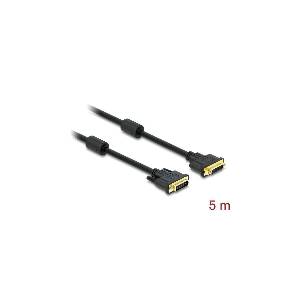 Zwei schwarze DVI-Kabel mit Steckern. Der Text '5 m' ist sichtbar.