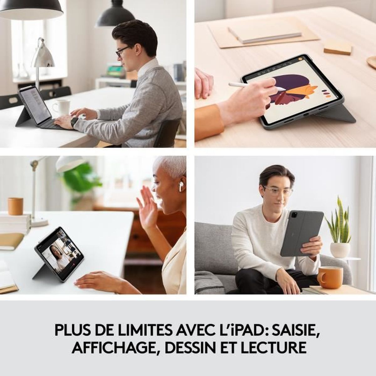TASTIERA CON COVER E TRACKPAD PER TABLET LOGITECH Combo Touch Retroilluminata Compatibile con iPadOS - AZERTY