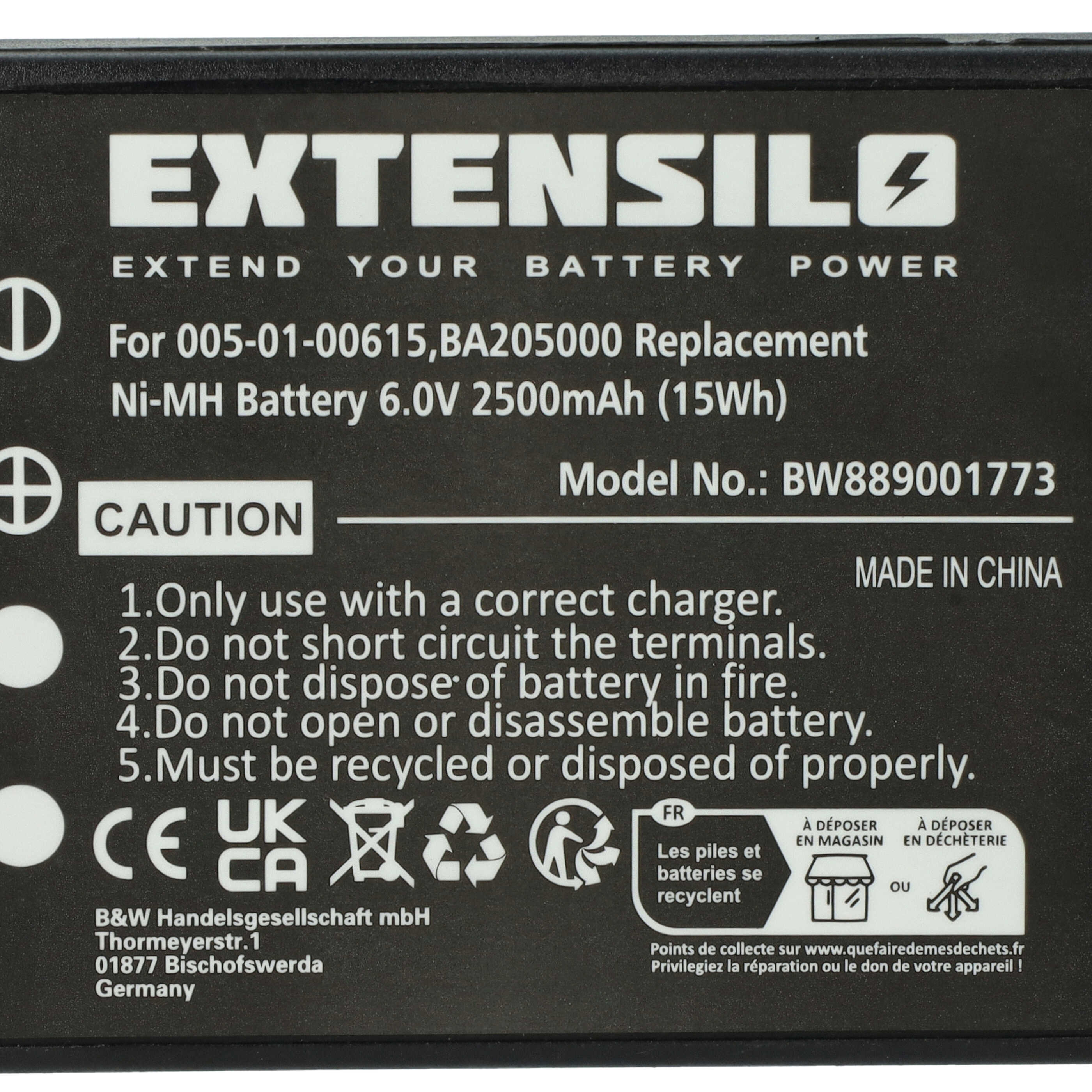 Batterieetikett mit Text und Warnungen. Schwarzer Hintergrund. Garantie erlischt.