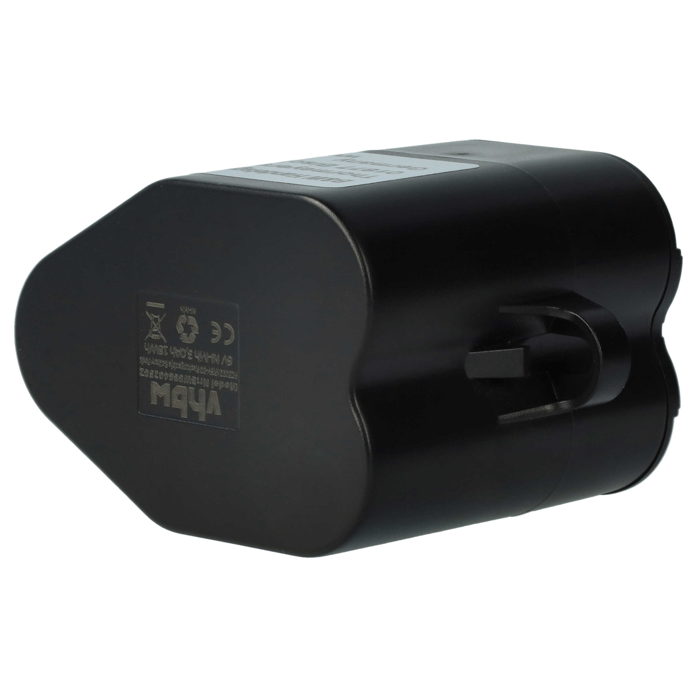 Schwarzer Akku. Abgerundete Kanten. Die Batterie hat das 'VHBW'-Logo. Schwarzer Hintergrund.