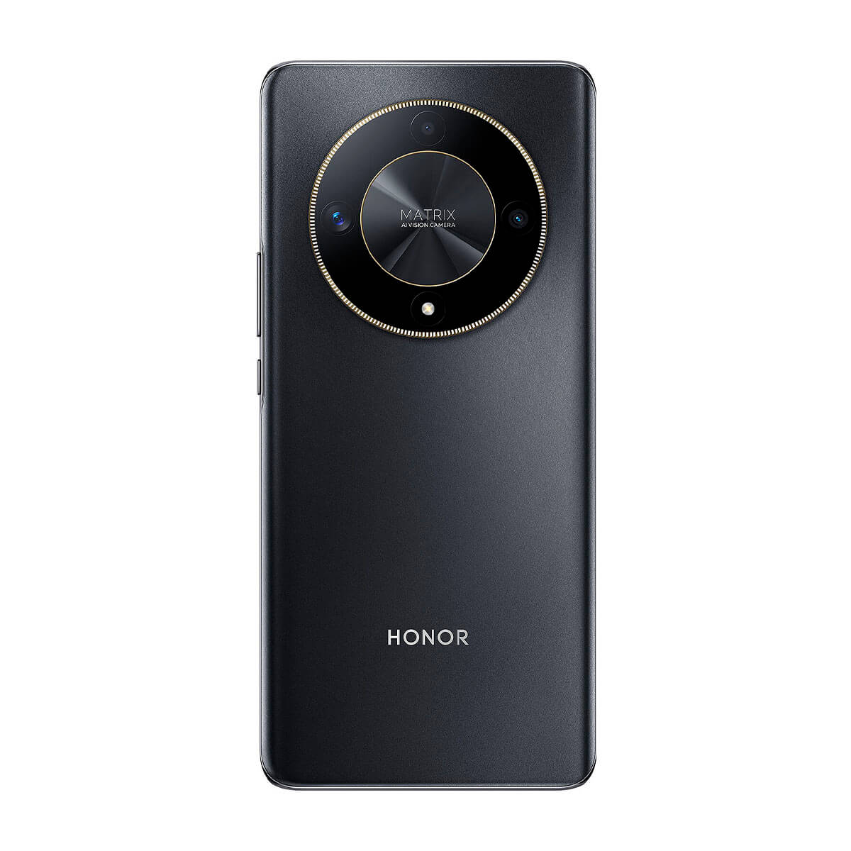 Schwarze Smartphone-Rückseite mit großem Kameramodul und dem Wort HONOR.