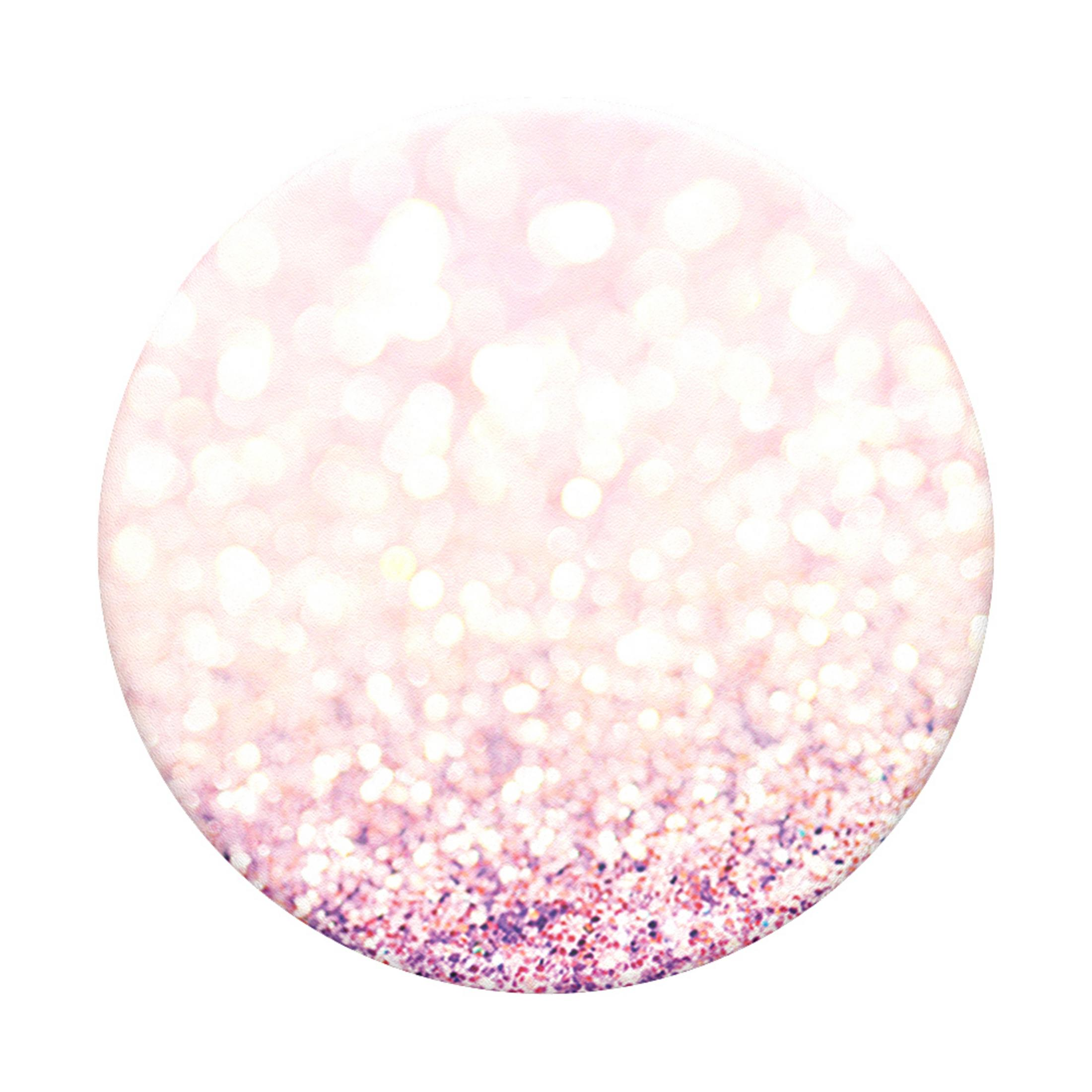 Eine runde, rosa, glitzernde Oberfläche mit Glitzereffekt, isoliert auf weißem Hintergrund.
