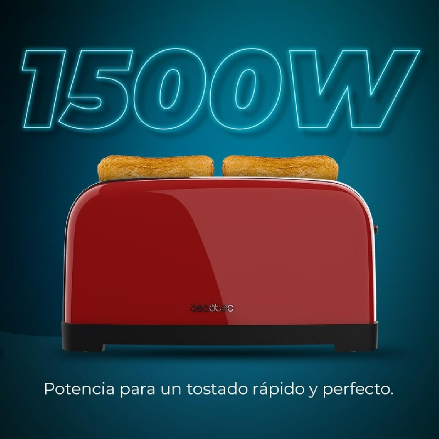 Tostadora CECOTEC Toastin' time 1500 Red, Potenza 1500 W, Numero di fessure per tostare 2, Funzione scongelamento, Raccoglitore briciole, Rosso