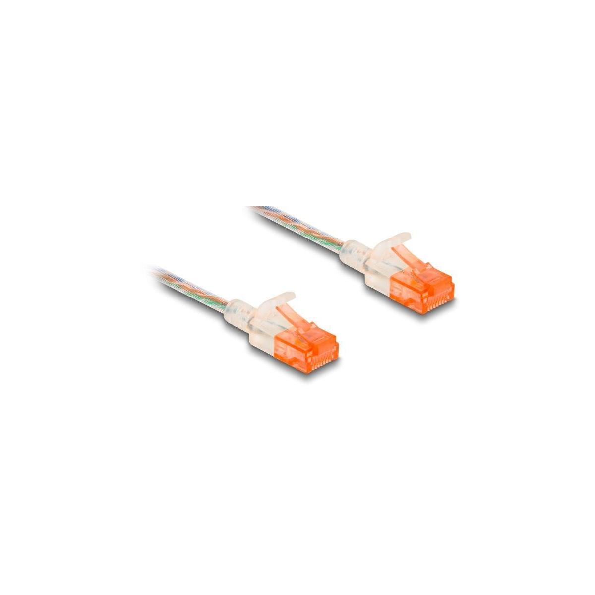 Zwei orangefarbene Stecker mit Drähten auf weißem Hintergrund. Die Drähte sind bunt.
