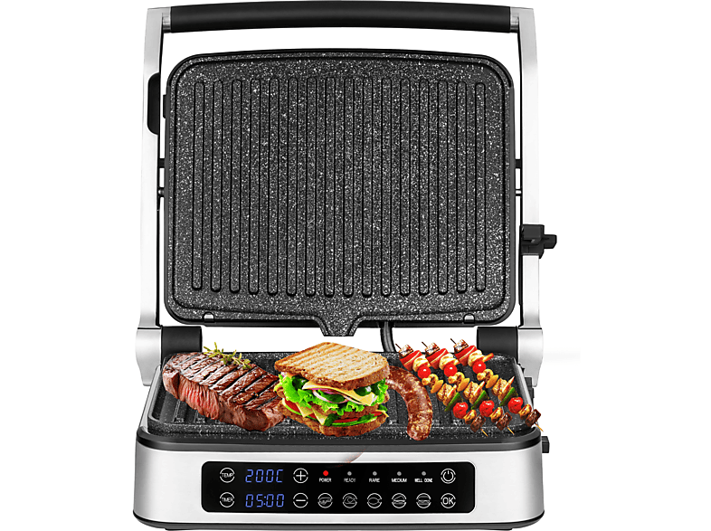 Zeegma Grill Chef Base – Electric Contact Grill 2000W, 2-in-1 Grill and Sandwich Maker, Non-Stick Plates, Temperature Control, 180° Folding