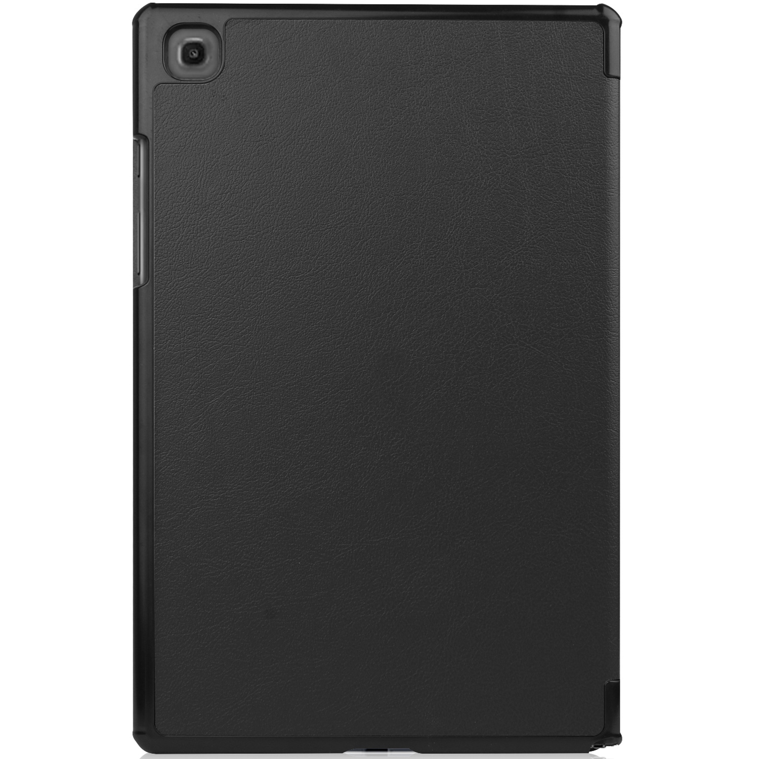 Black tablet case with a camera cutout in the top left corner.