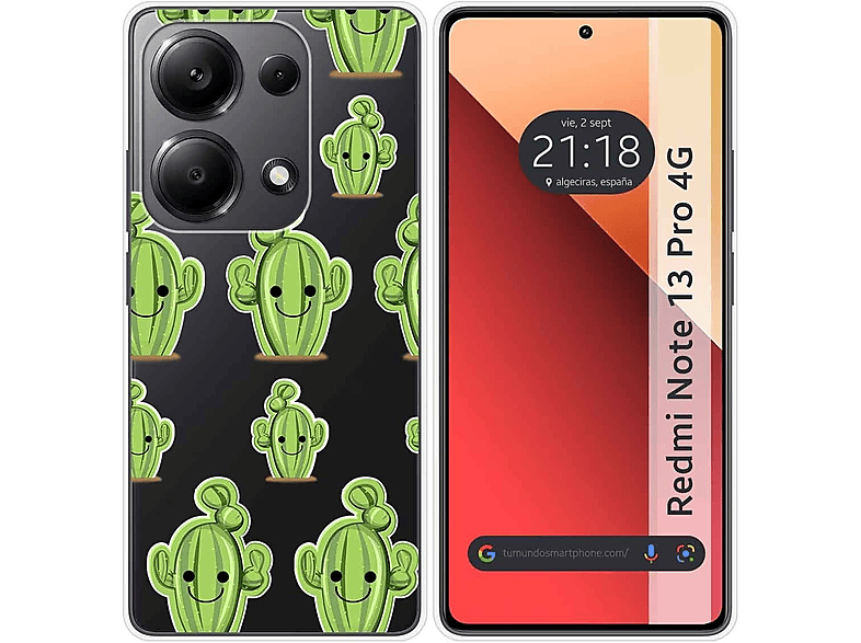 Xiaomi Redmi 13C Funda Gel Tpu Silicona transparente dibujo Cactus