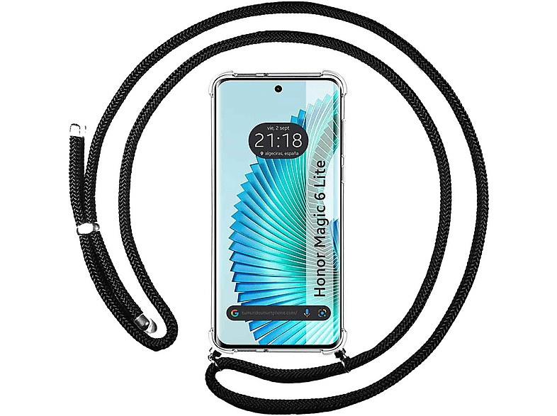 Huawei Honor Magic 6 Lite 5G Funda Colgante transparente con cordón color  Morado