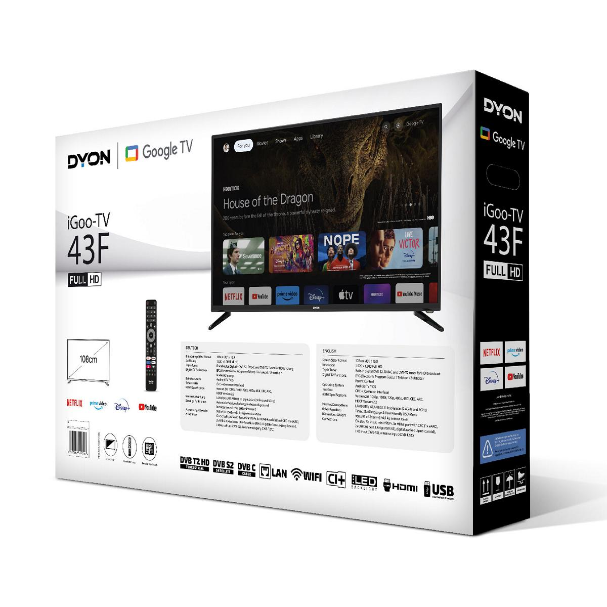 TV-Box mit TV-Bild und Text über Funktionen und Inhalte.