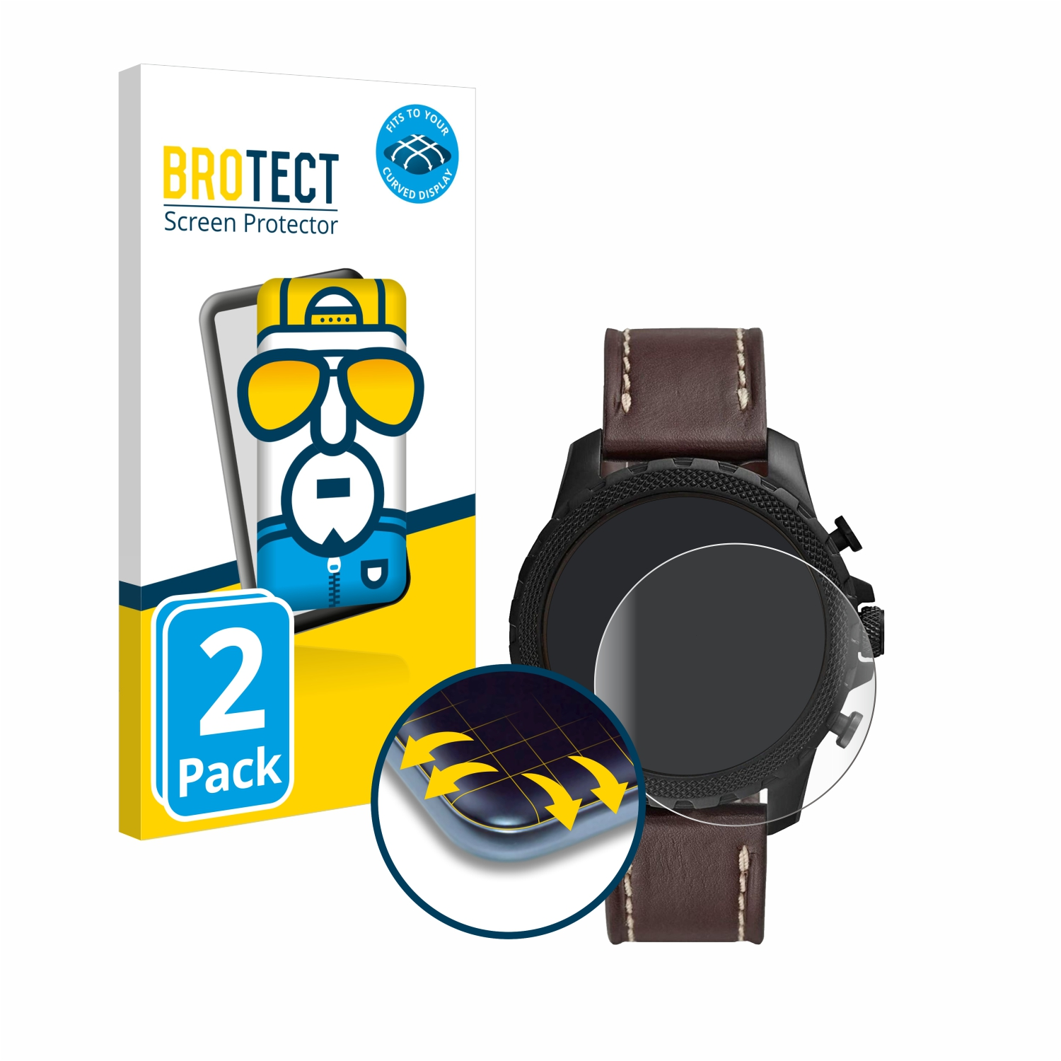 Smartwatch mit Displayschutzfolienpackung.