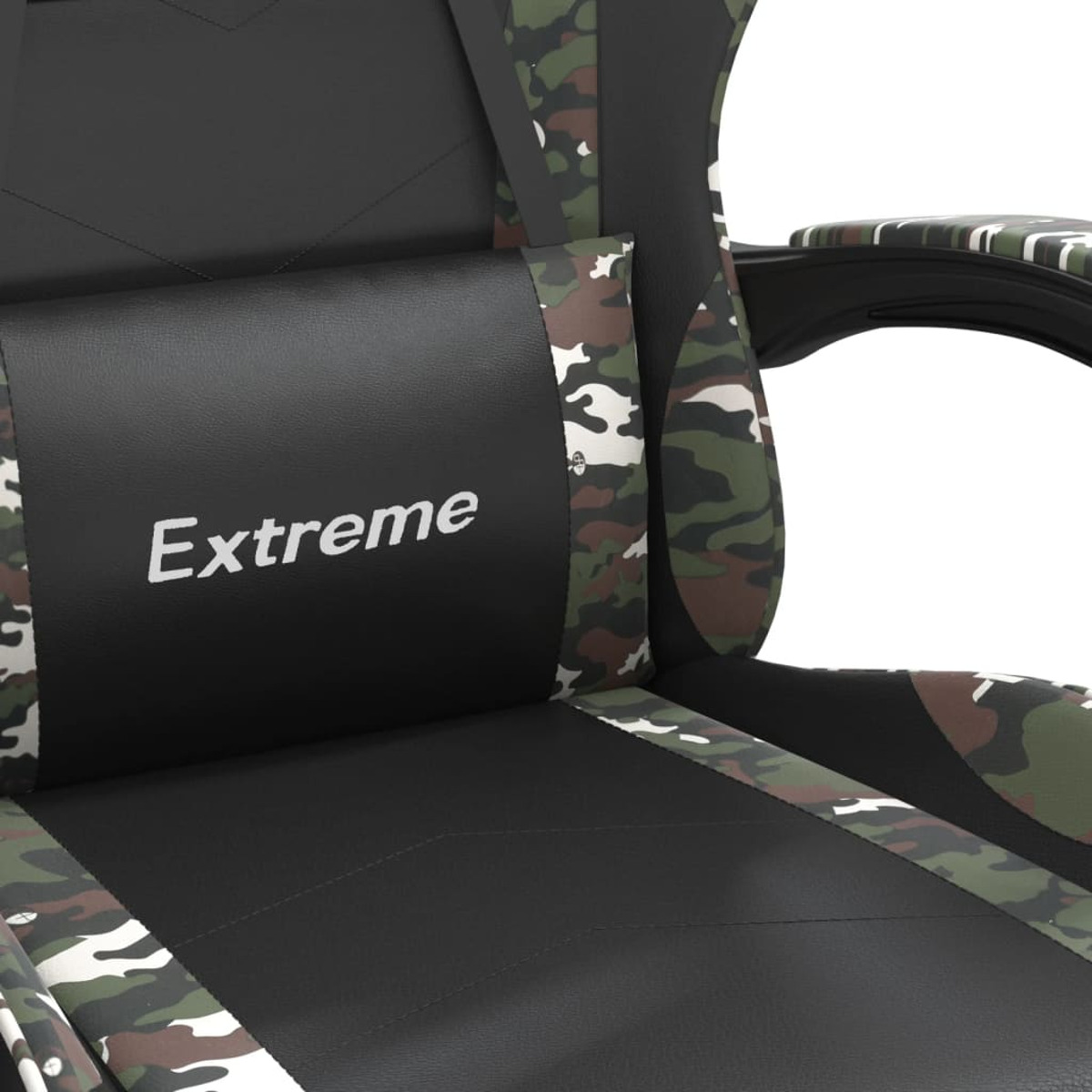 Ein schwarzer und Camouflage Gaming-Stuhl mit dem Wort 'Extreme'.
