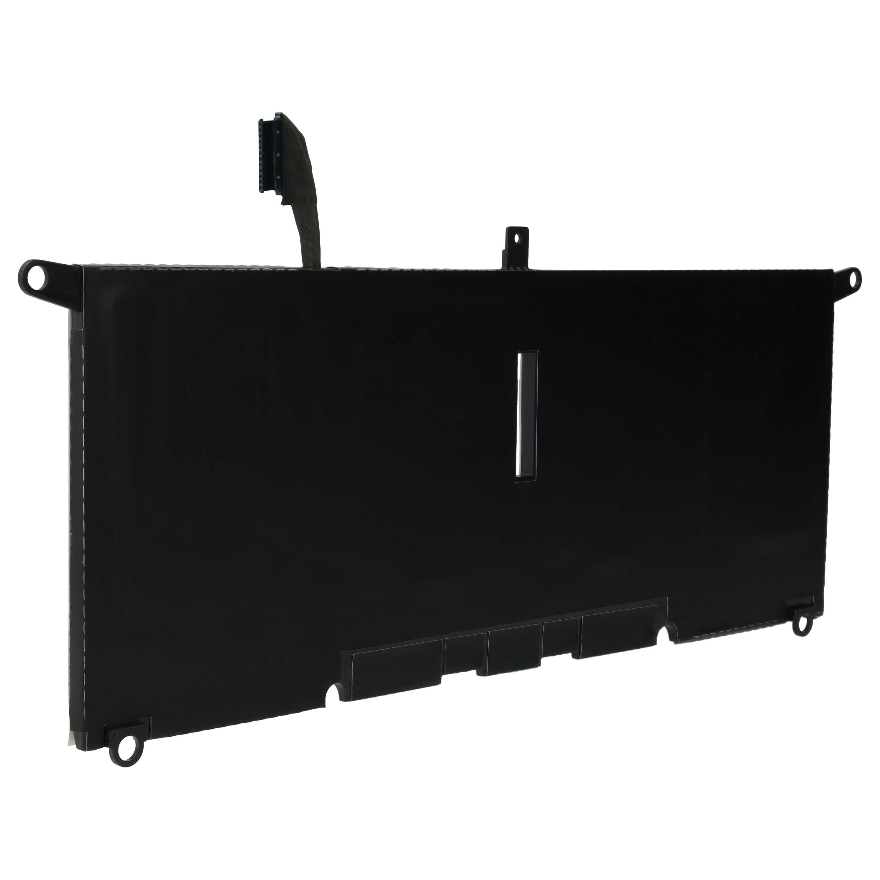 Schwarze Laptop-Batteriekomponente mit Anschluss und mehreren Lüftungsschlitzen.
