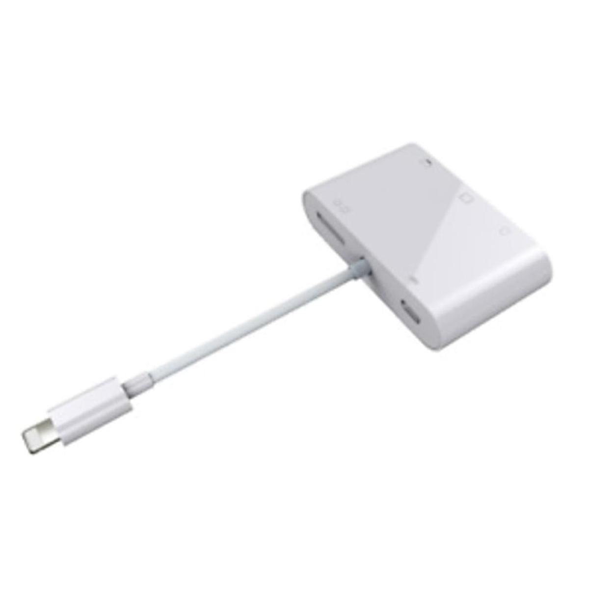 Weißer Adapter mit einem Kabel.