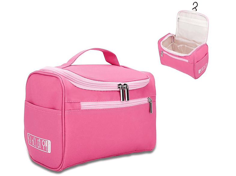 WisePoint Silikon Kulturbeutel - Wasserdichte Make-up-Tasche Mit Griff, 15x15x6 Cm, Blau/rosa