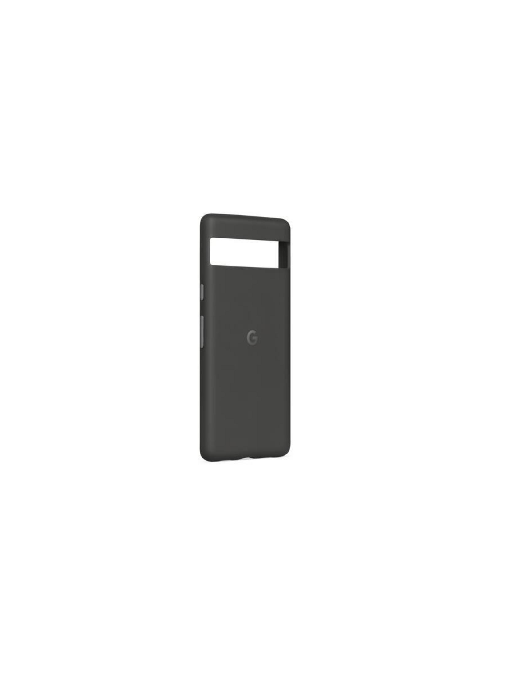 Una custodia grigia per telefono. È di un colore grigio pieno. La custodia è per Google Pixel 6a.