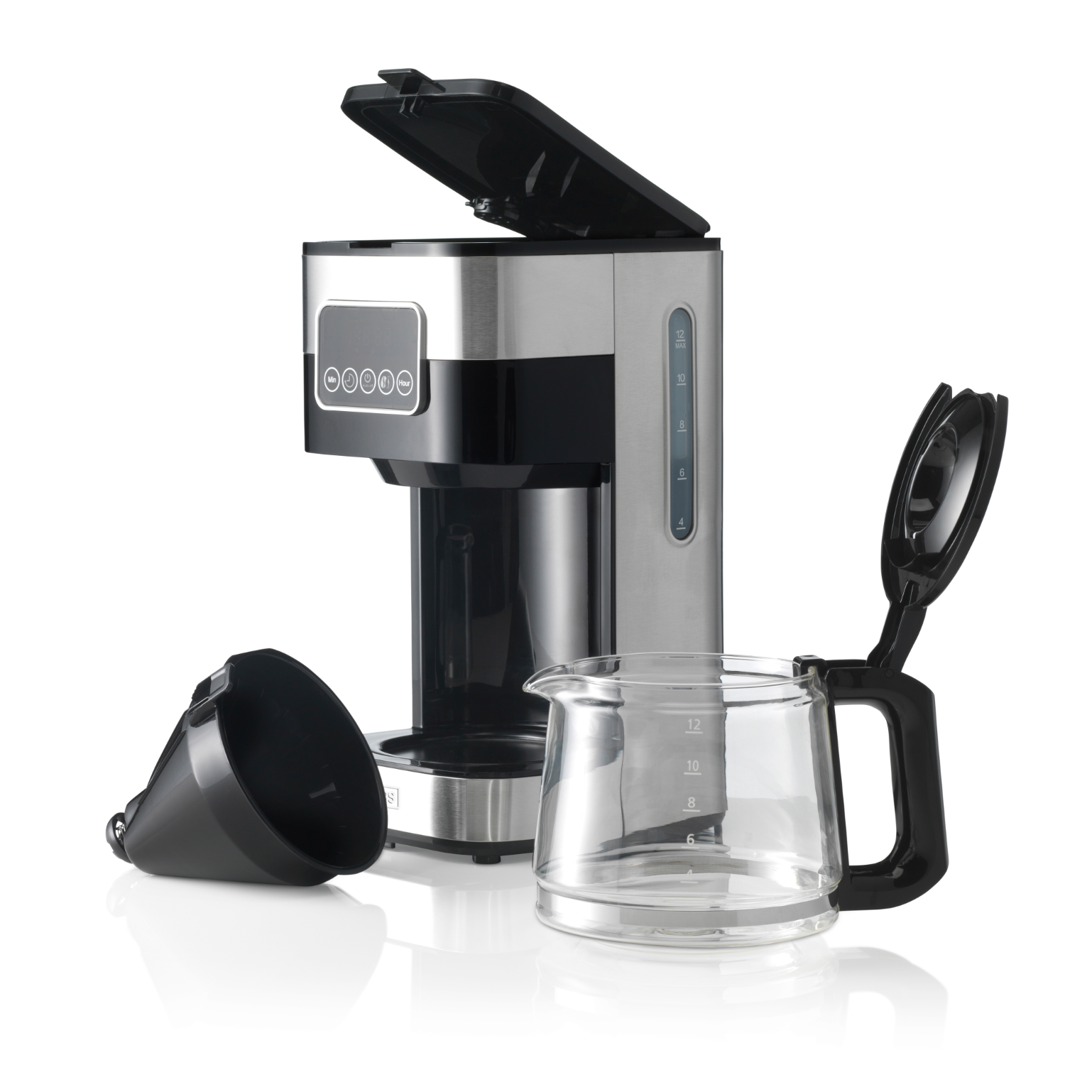 Cafetera de goteo - TREBS 24100, 900 W, 1500 ml, 12 tazas, Inox