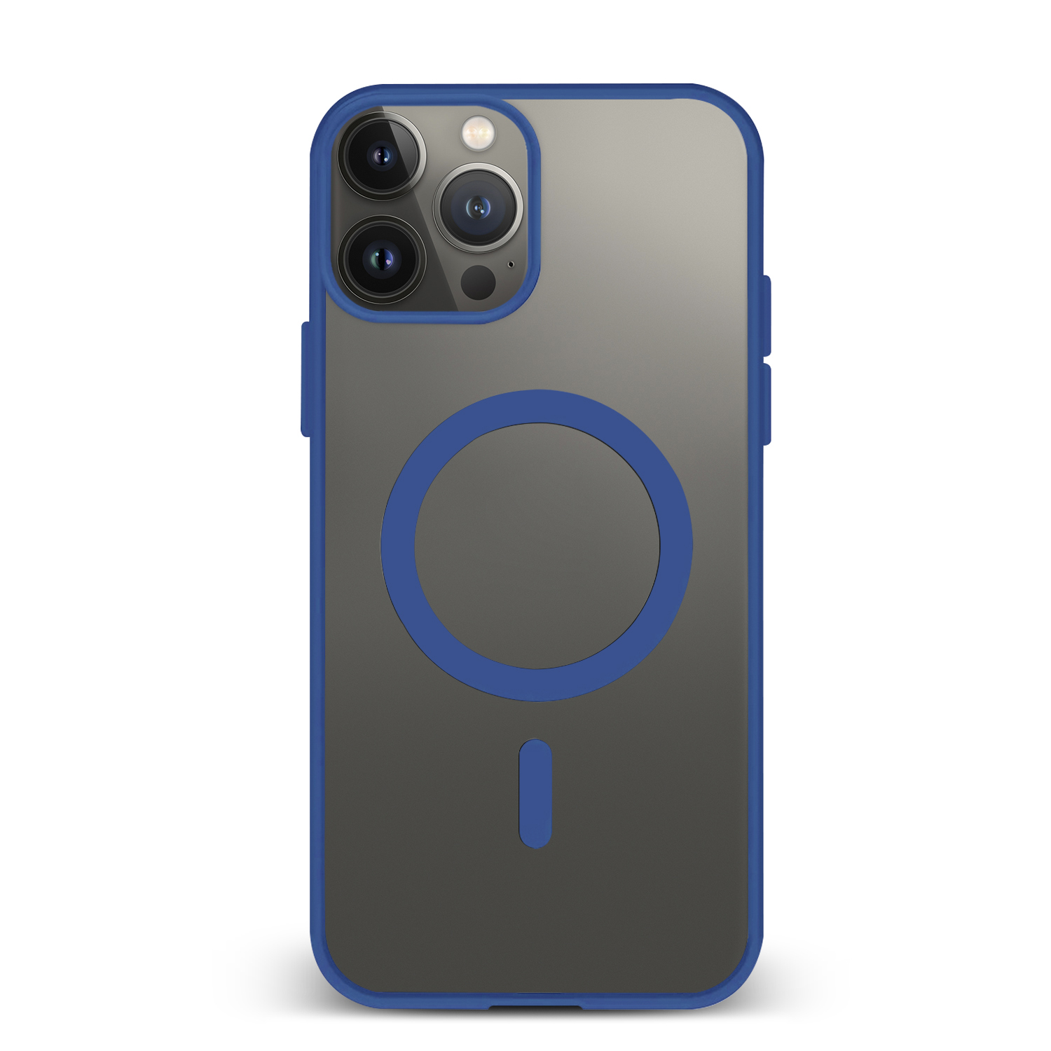 Una custodia per telefono con bordi blu e un design a cerchio blu.