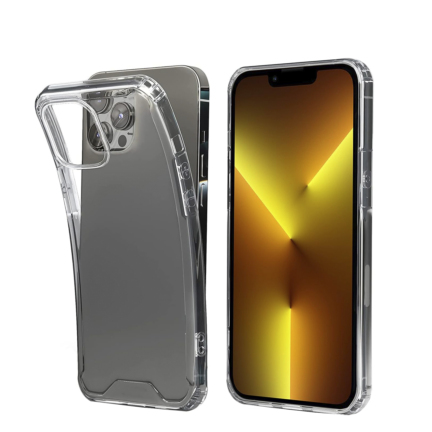 Zwei Telefone mit Hüllen. Ein Telefon ist in der Hülle, das andere daneben.