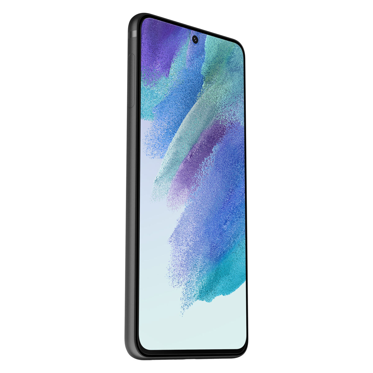Un smartphone negro con pantalla colorida.