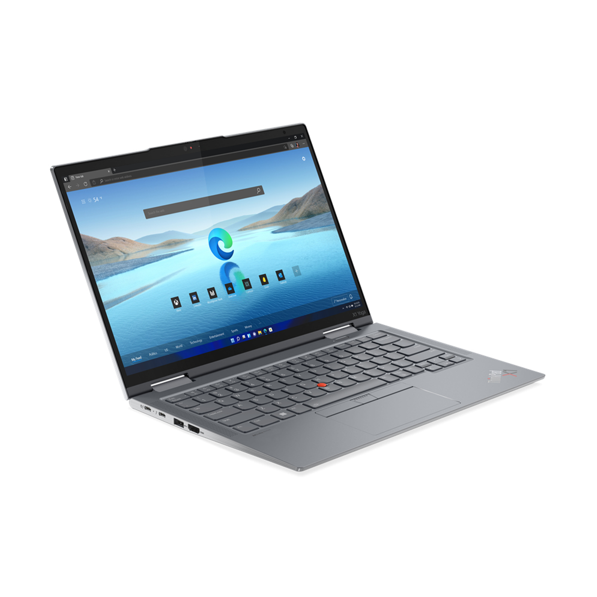 Ein Laptop mit einem Browser, der eine Landschaft zeigt.