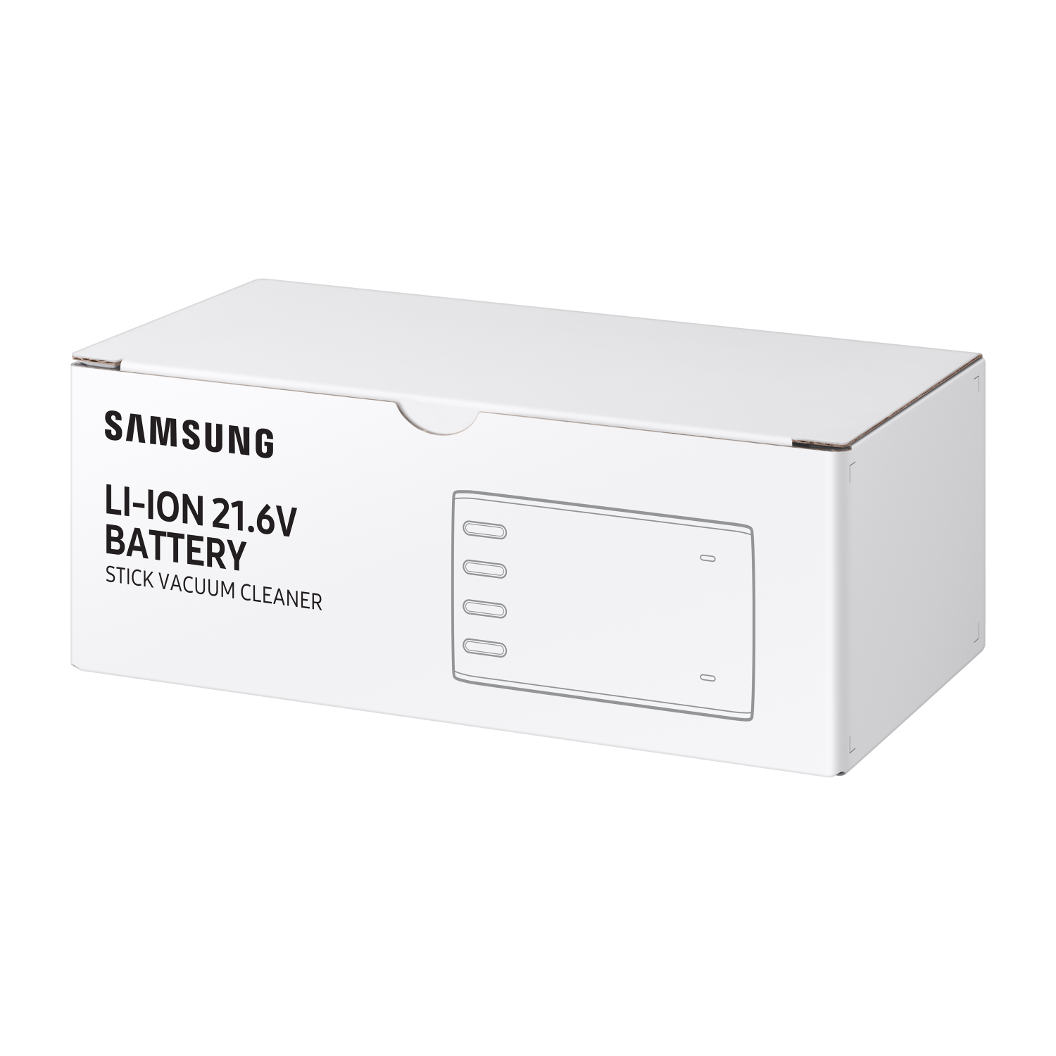 Weiße Box mit Text, Abbildung einer Batterie. Weißer Hintergrund.