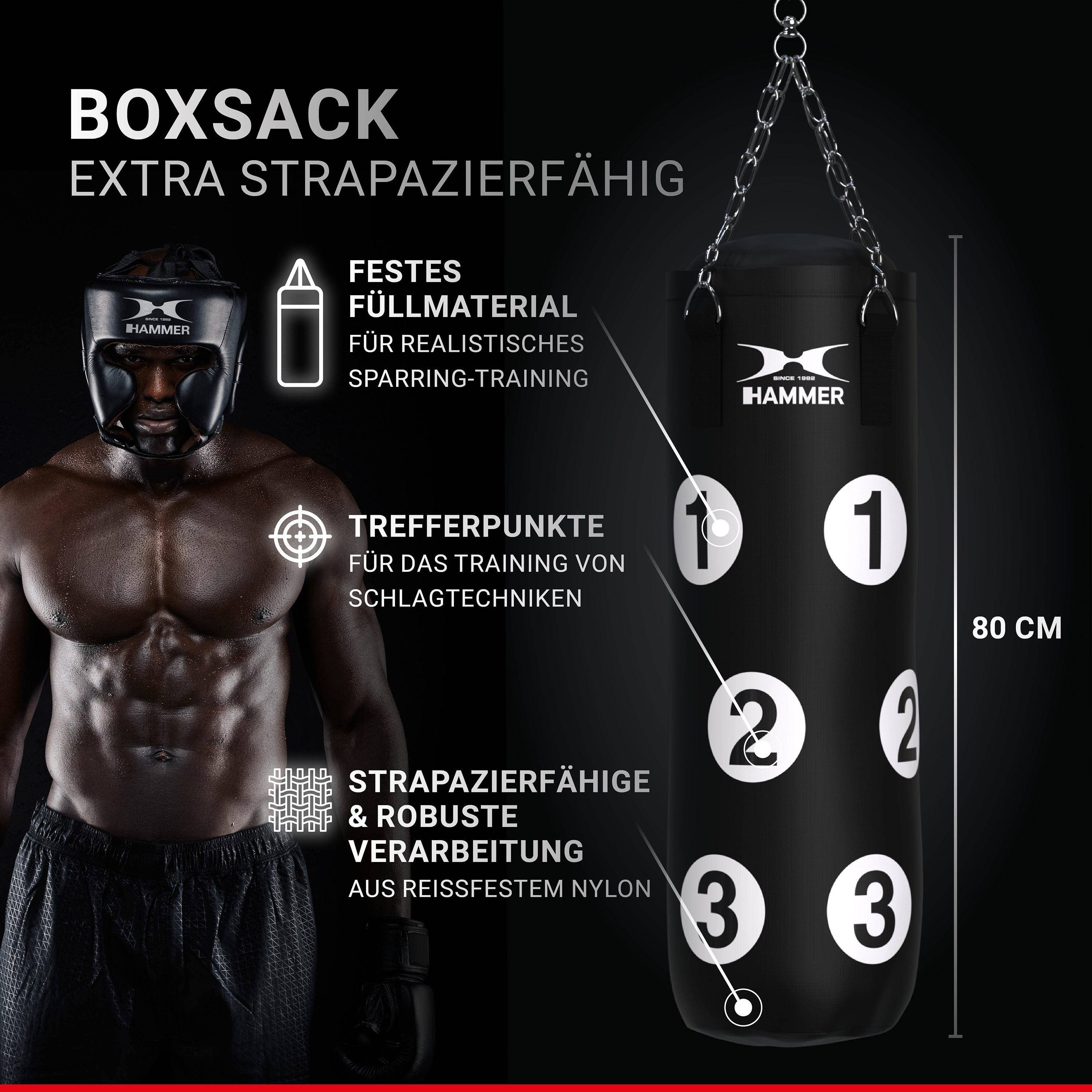 HAMMER BOXING Sparring Professional Box-Set, Schwarz