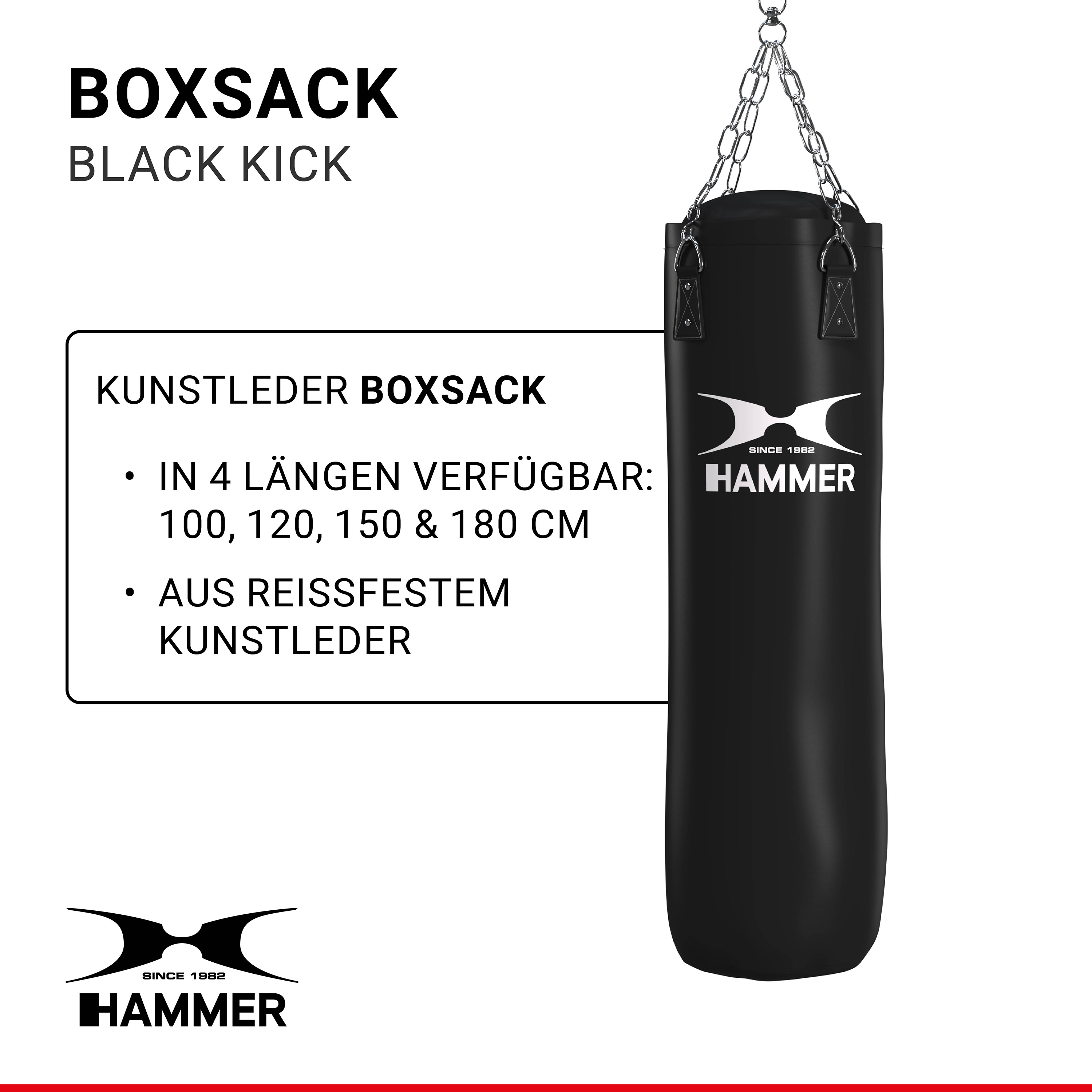 HAMMER BOXING 120 cm Boxsack, Schwarz