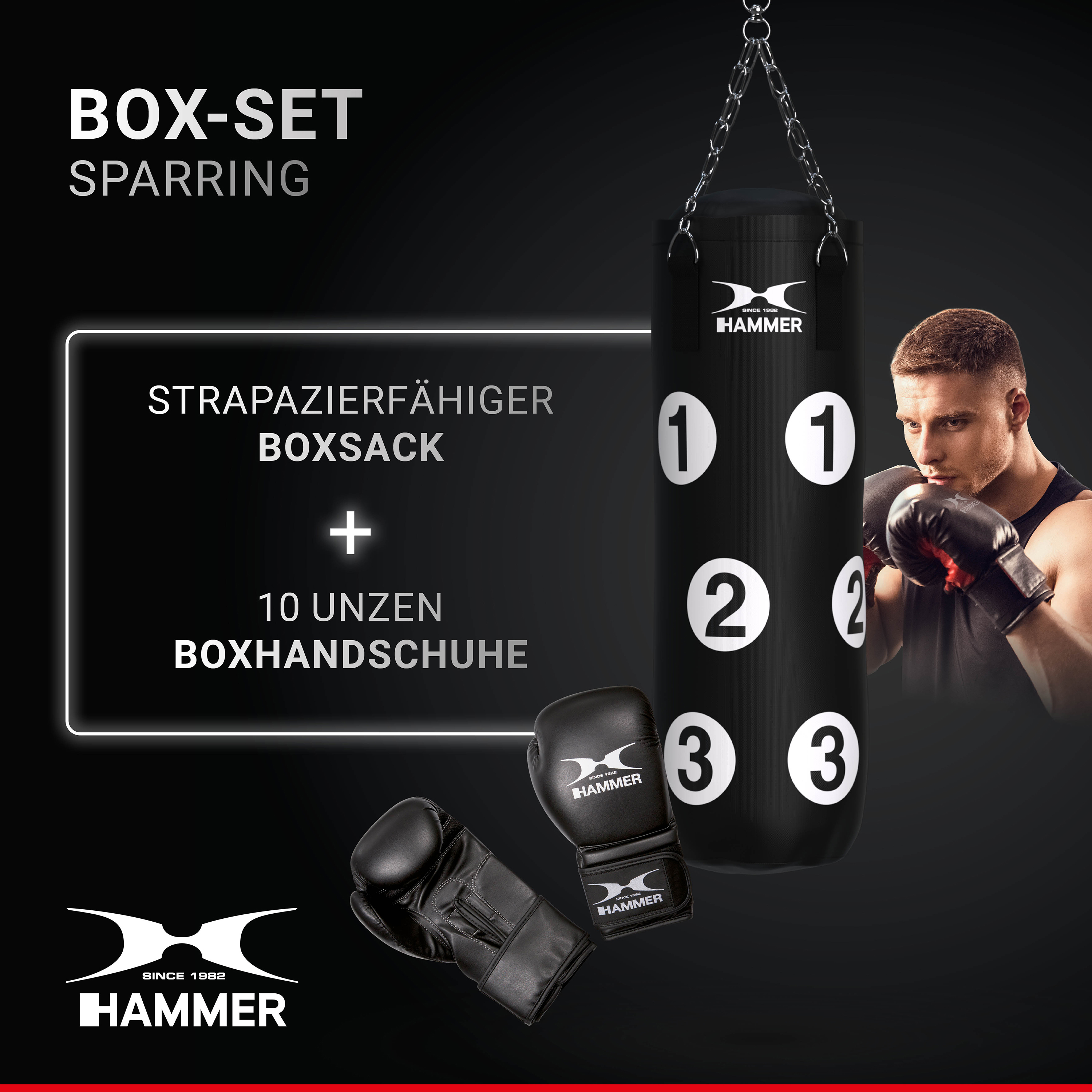 HAMMER BOXING Sparring Box-Set, Schwarz