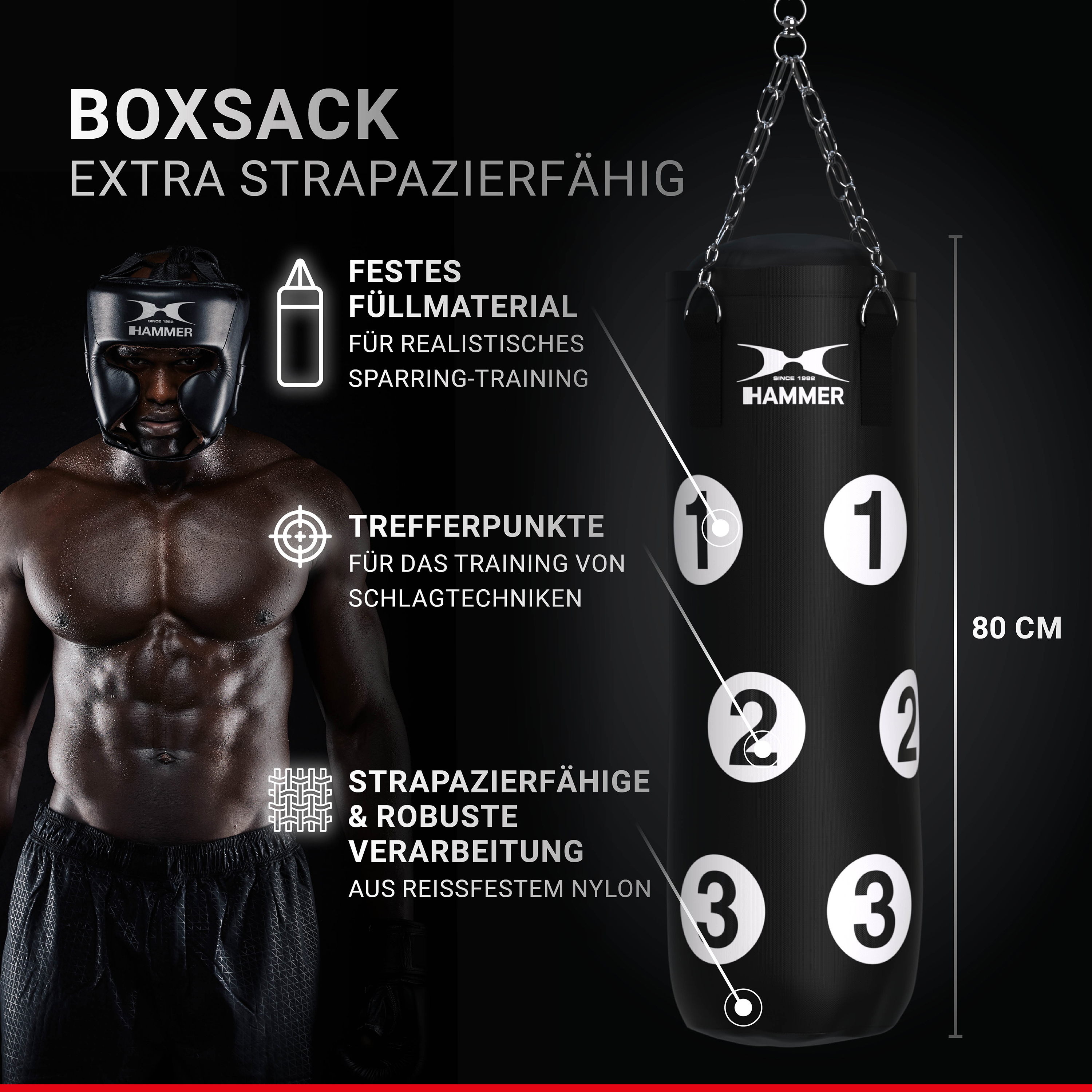 HAMMER BOXING Sparring Box-Set, Schwarz