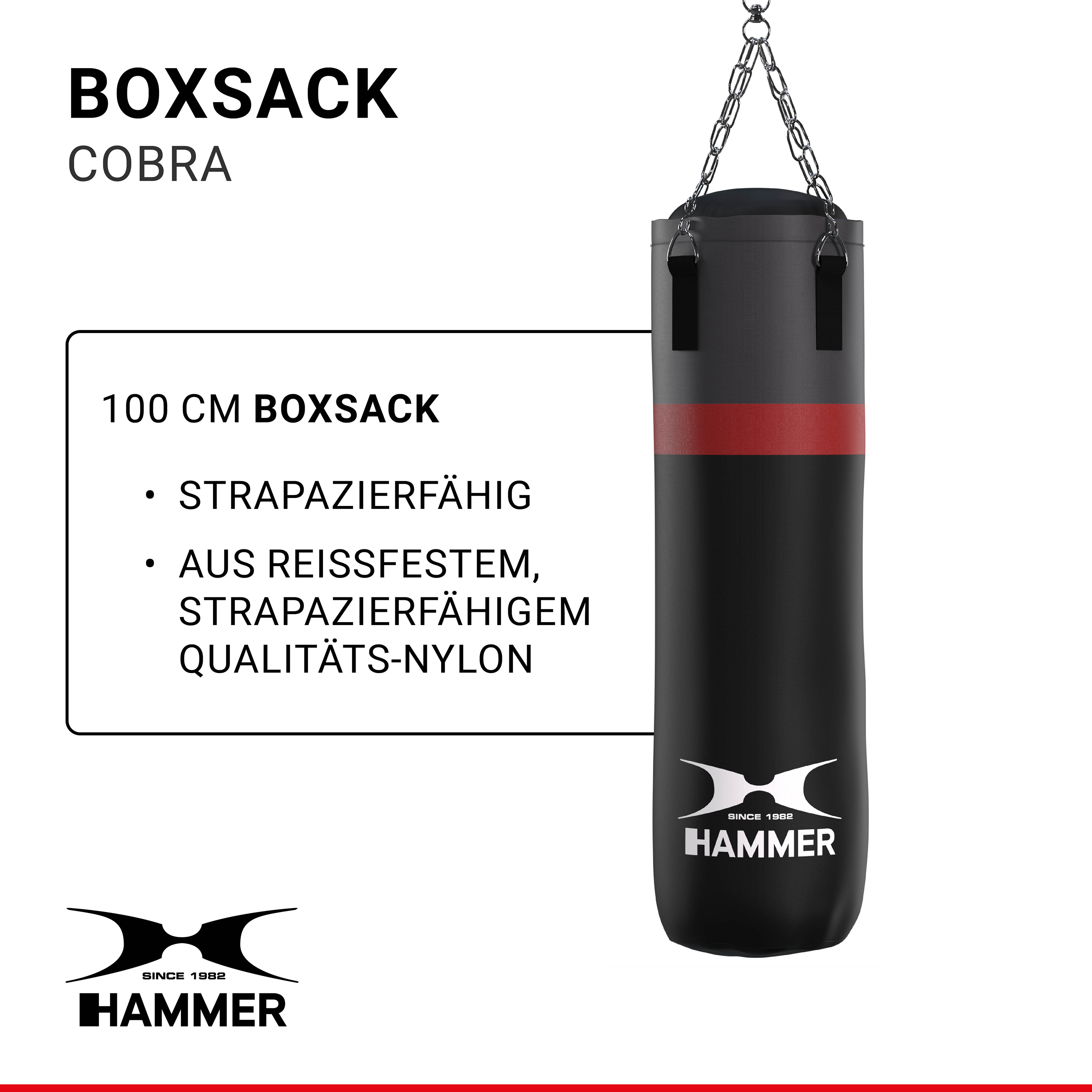 HAMMER BOXING Cobra Boxsack, Schwarz