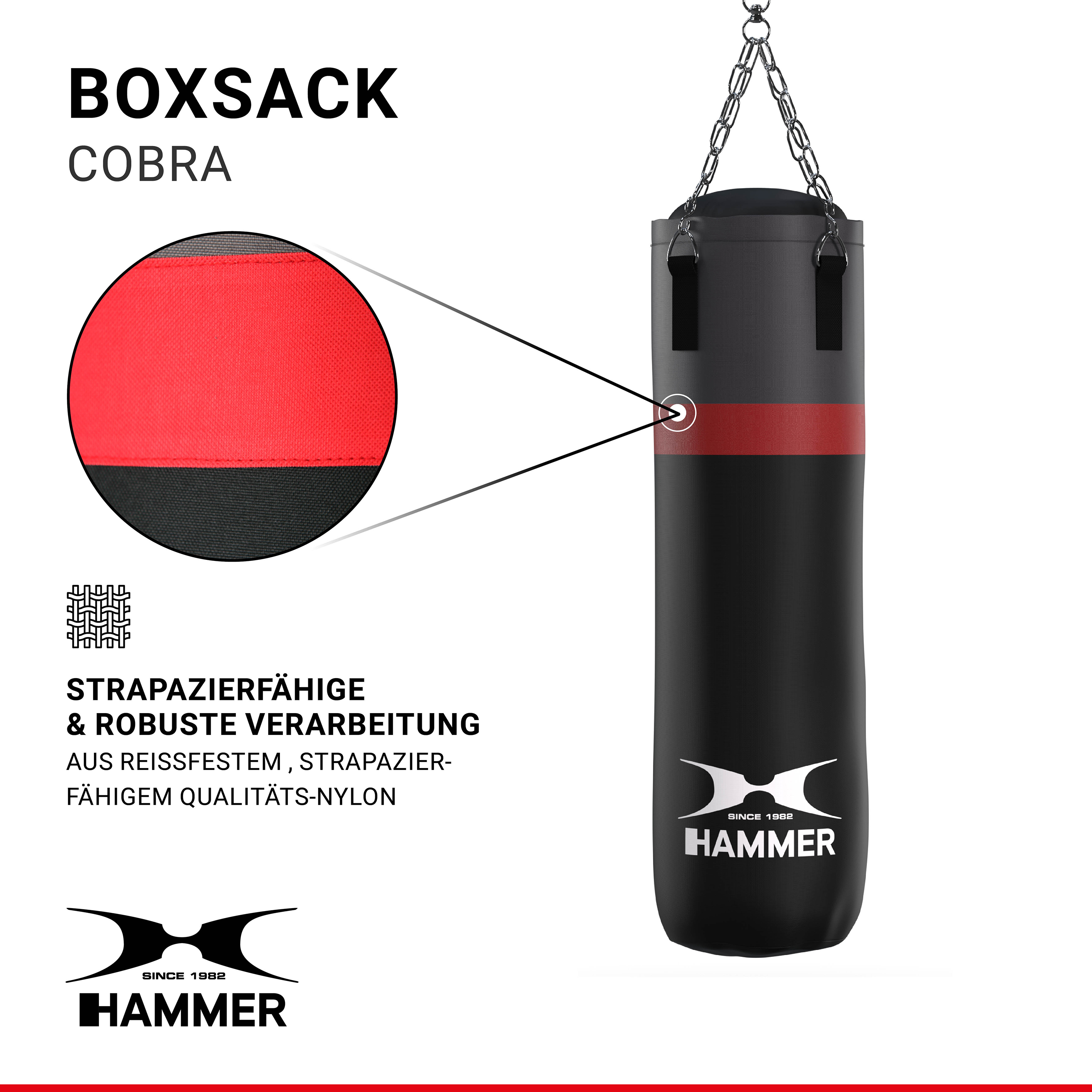 HAMMER BOXING Cobra Boxsack, Schwarz