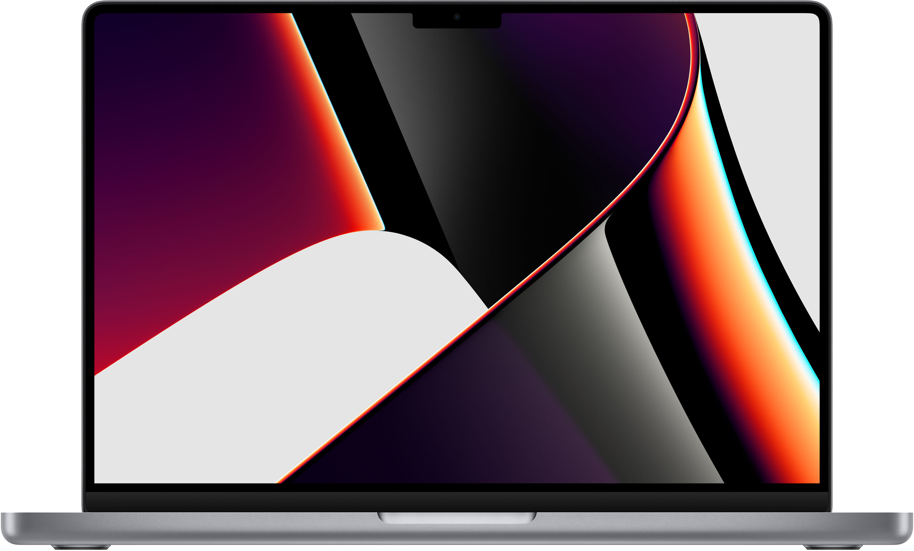 Silberner Laptop-Bildschirm mit einem farbenfrohen abstrakten Kunstdesign.