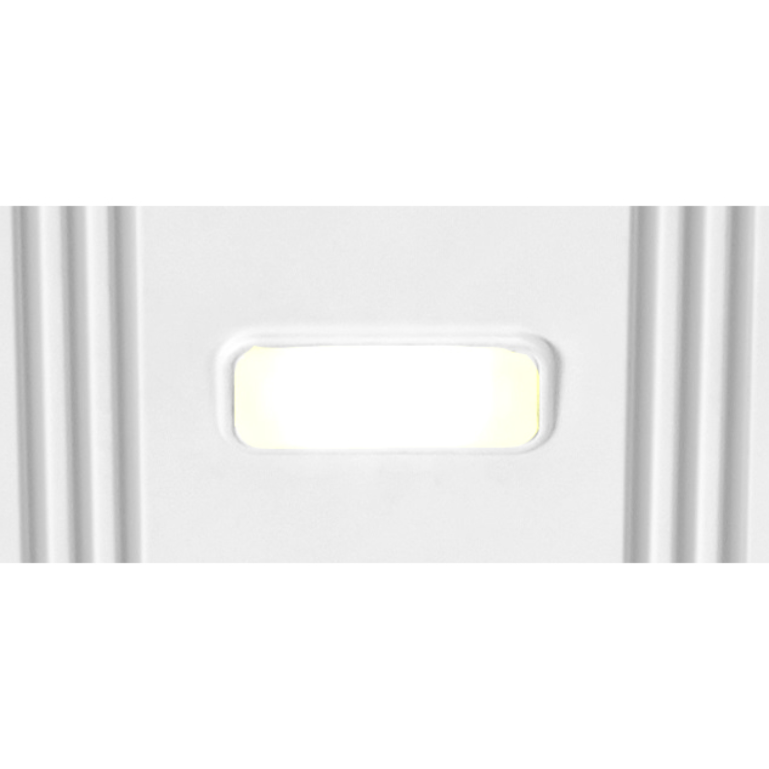 White appliance panel with a rectangular opening, on a black background.