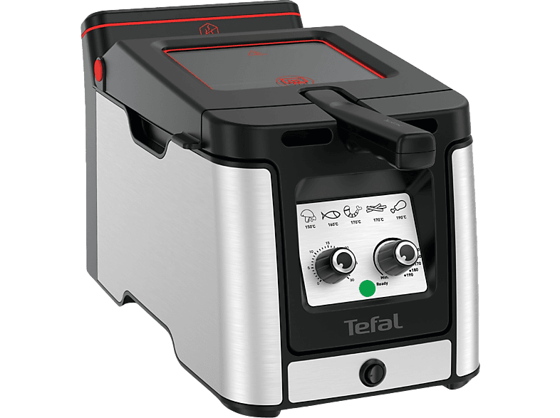 TEFAL Clear Duo FR600D Fritteuse 2000 Watt Schwarz, Edelstahl