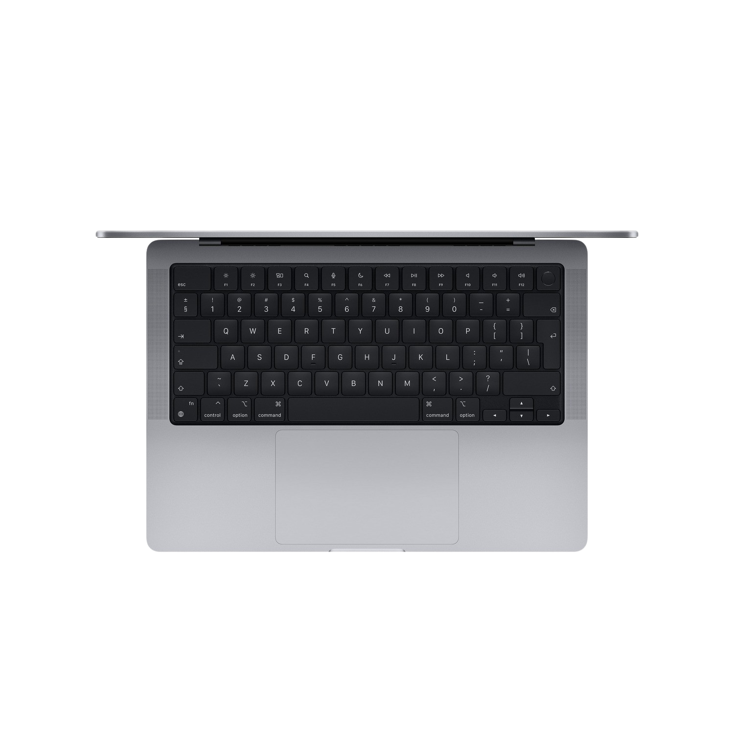 Widok z góry na srebrny laptop z czarną klawiaturą i gładzikiem.