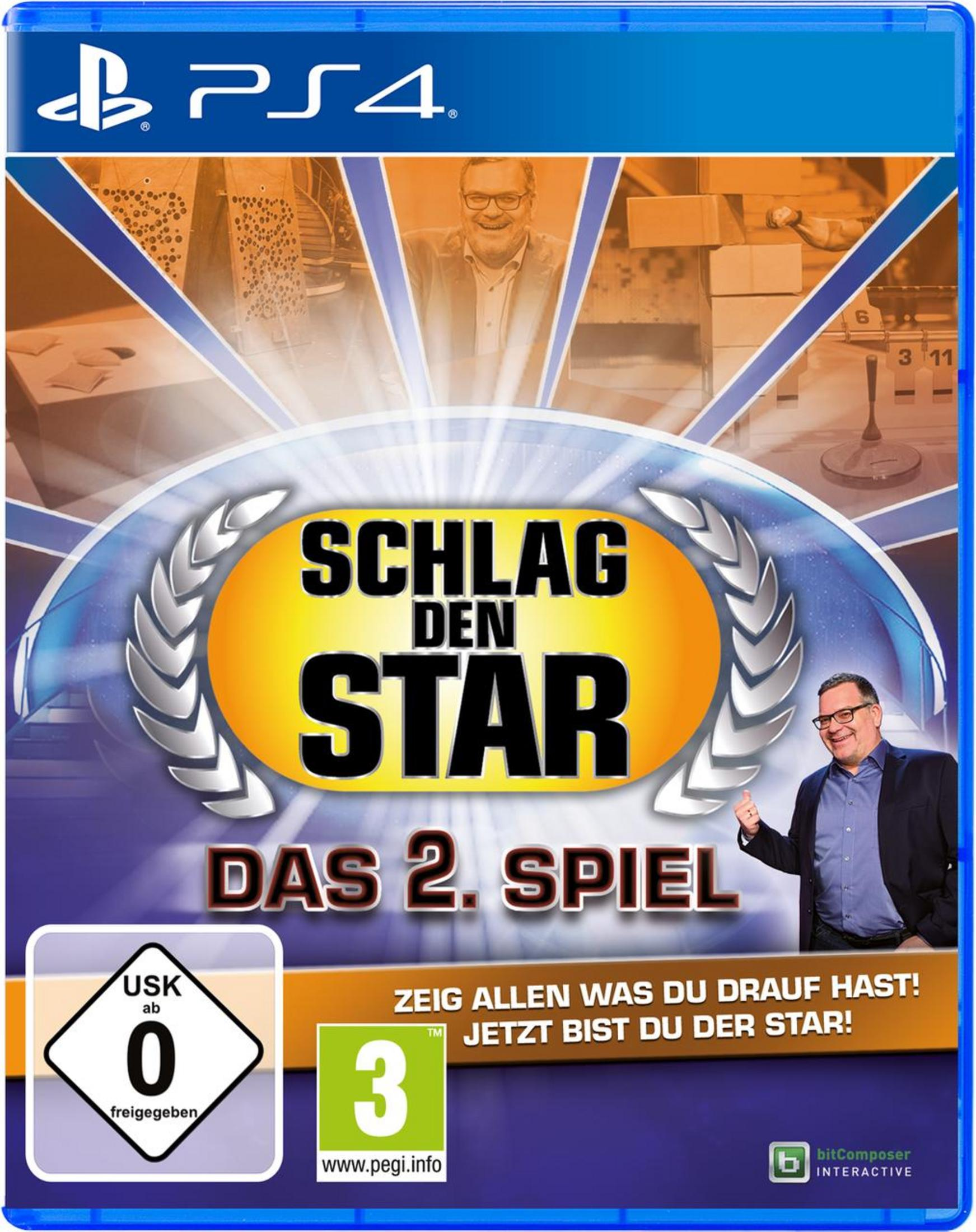 PS4-Spielbox 'Schlag den Star' mit Anzugmann und dem Spiellogo.